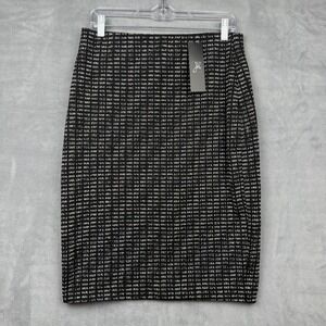 Joseph‎ Ribkoff Black White Textured Knit Pencil Skirt Women's Size 10 NWT